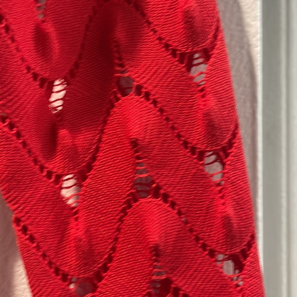 Free People Red and pink Textured long sleeve dress - Picture 7 of 7